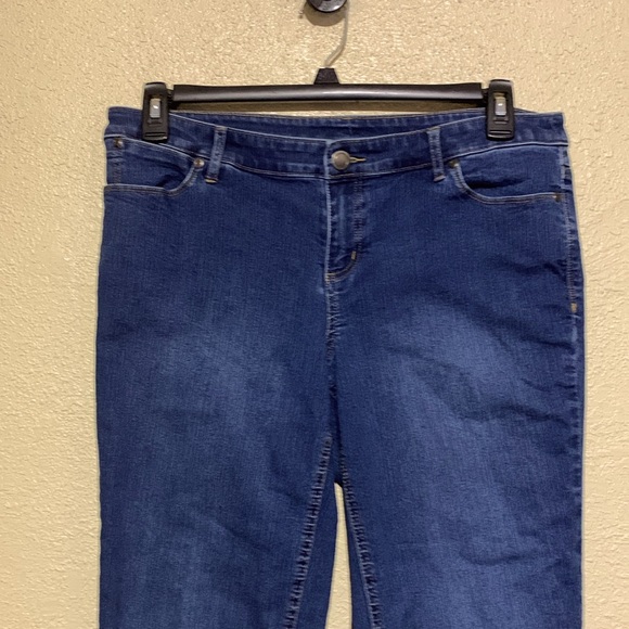 Christopher & Banks Jeans 12P Blue Stretchy Embroidery Straight Mid Rise Cotton - Picture 4 of 16